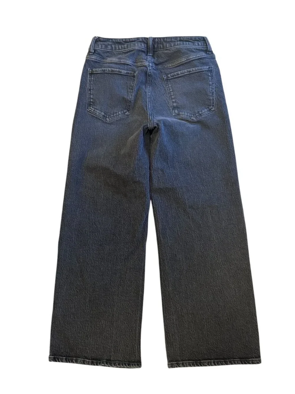 Quince Bella Stretch Relaxed Straight Ankle Cropped Jeans Charcoal Black Size 30 - Picture 4 of 9